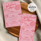 Handwritten Galentines Day Girls Night Food Menu Card Funky Doodle Pink Red Valentines Pajama Party Menu Galentine Dinner Menu Template #070 - TheLovebirdsDesign