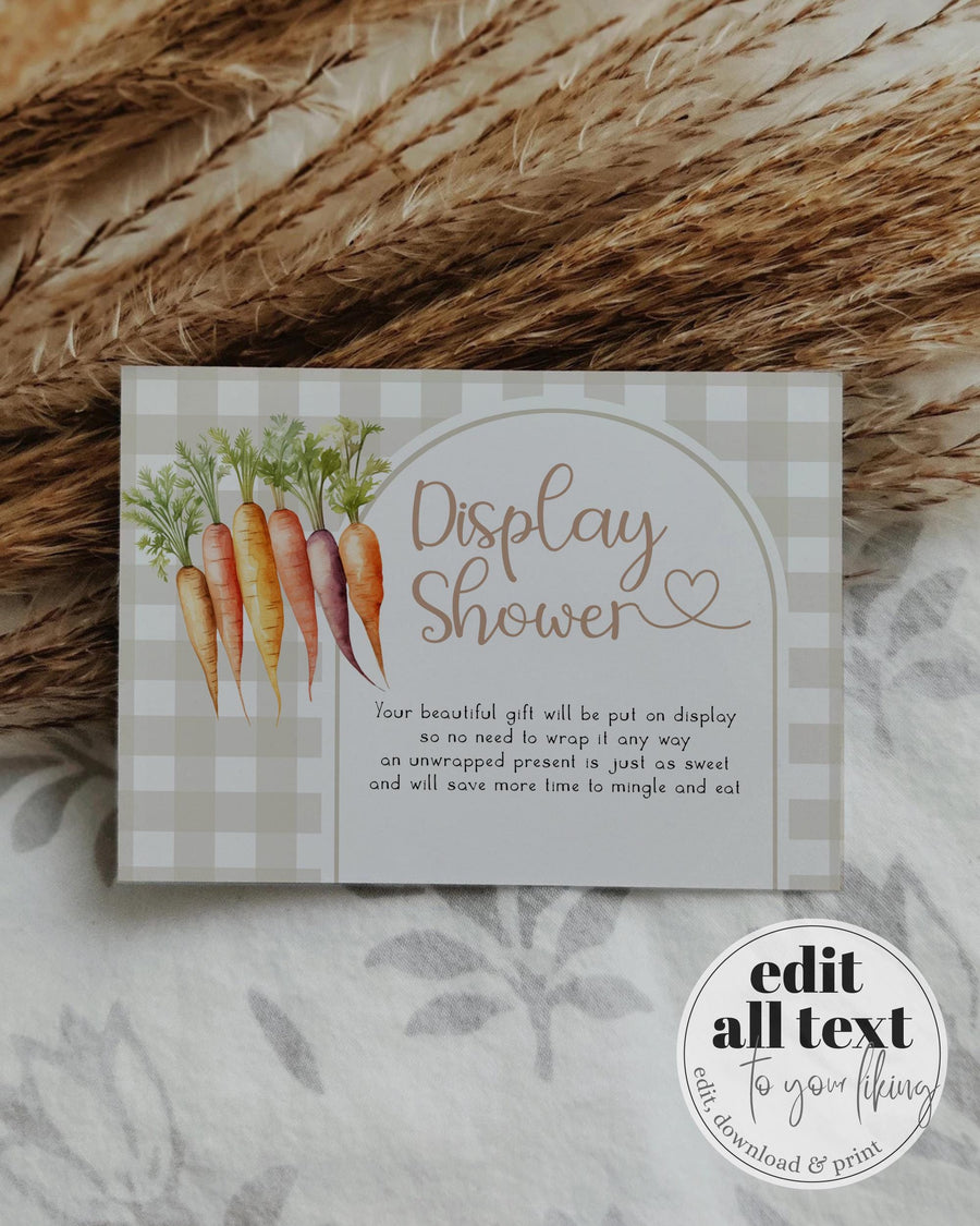 Locally Grown Baby Shower Display Card, Farmers Market Veggie Gift Sign 003LG-DISHCA - marryful.org