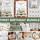 Chapter ONE Book Baby First Birthday Bundle, Wildflower Butterfly Storybook Gender Neutral 1st Birthday Invite Bundle Printable Template#068 - TheLovebirdsDesign