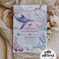 Under the Sea Birthday Invitation Whales, Dolphin Sea Animals, Blue Beach Ocean Party Invite Birthday or Baby Shower Printable Template #022 - TheLovebirdsDesign