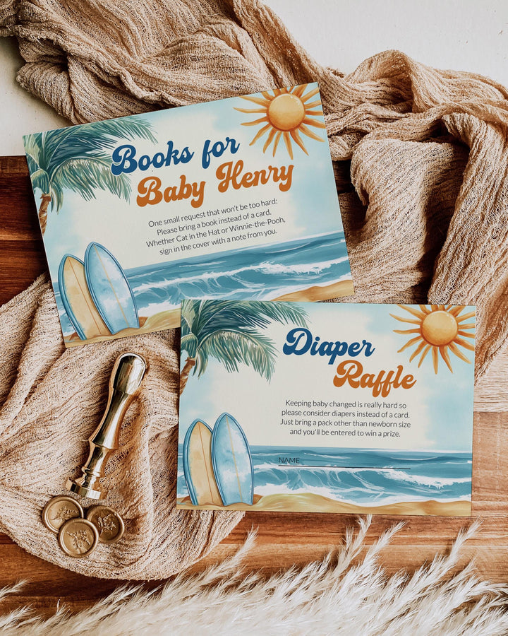 Baby on Board Surfer Baby Shower Invitation Beach Ocean Vintage Summer Baby Shower Invite Retro Pool Party Boys Printable Template #068 - TheLovebirdsDesign