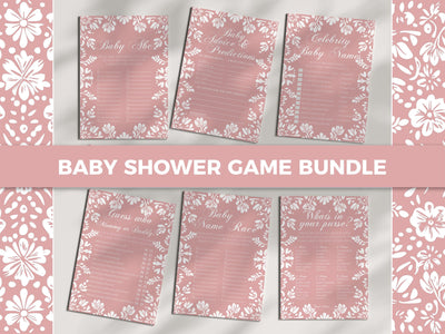 Pink Cielito Lindo Baby Shower Game Bundle, Editable Vintage Mexican Shower Games for Girls Talavera Papel Picado Party Games Template #067 - TheLovebirdsDesign