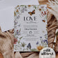 Wildflower Bridal Shower Invitation, Love in Bloom Bridal Shower Invite, Bee Bridal Shower Floral Garden Party Butterflies Template #072 - TheLovebirdsDesign