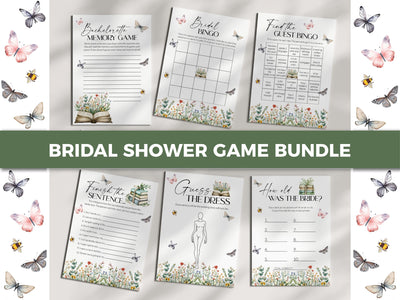 Storybook Bridal Shower Game Bundle Template, A New Chapter Begins Wildflower Butterfly Theme #072 - marryful.org