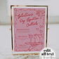 Handwritten Galentines Day Signature Cocktails for Girls Night Funky Doodle Pink Red Valentine Pajama Party Bar Menu Galentine Template #070 - TheLovebirdsDesign