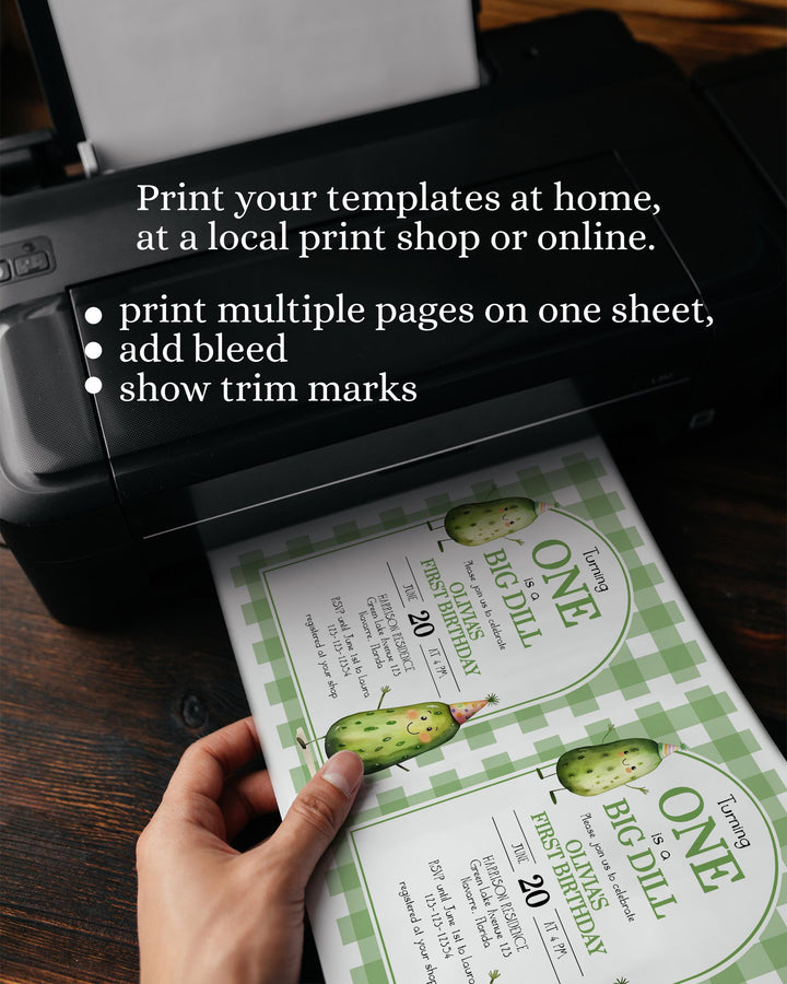 ONE Big Dill Pickle themed Thank you Card for First Birthday Boy or Girl Pickle Party Thank you Note Template 1st Birthday Guest Gift #068 - TheLovebirdsDesign