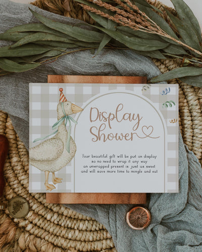 Silly Goose Baby Shower Display Insert, Neutral Unwrapped Gifts Template 004SG-DISH - marryful.org