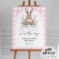 Pink Bunny Welcome Sign, Some Bunny on the way Baby Shower Sign Rabbit Easter Decorations Sign Gingham Bunny 1st Birthday Sign Template #068 - TheLovebirdsDesign