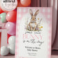 Pink Bunny Welcome Sign, Some Bunny on the way Baby Shower Sign Rabbit Easter Decorations Sign Gingham Bunny 1st Birthday Sign Template #068 - TheLovebirdsDesign