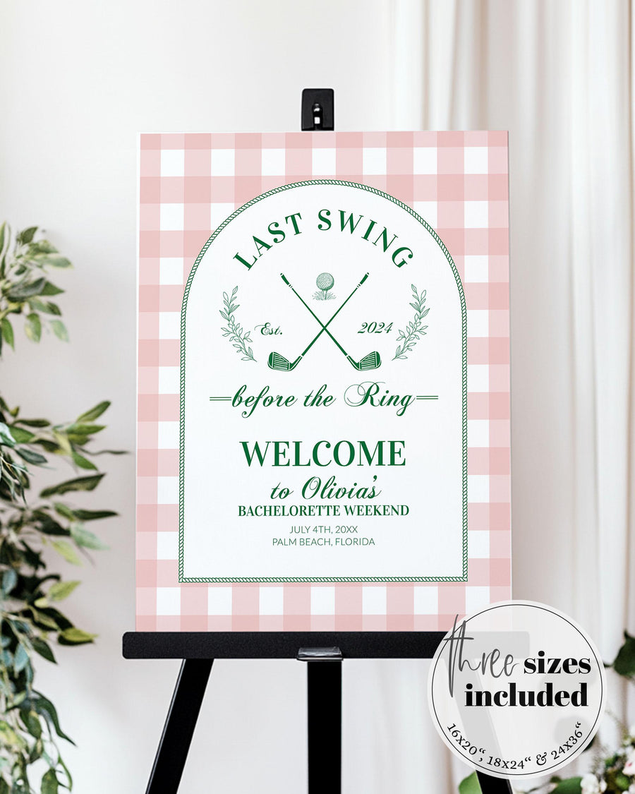 Golf Bachelorette Welcome Sign Par Tee Girls Weekend Banner Party Editable Printable Template 087PI-WLCM - marryful.org