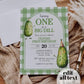 ONE Big Dill Pickle themed Birthday Invitation for First Birthday Boy or Girl, Gender Neutral 1st Birthday Invite Pickle Party Template #068 - TheLovebirdsDesign