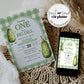 ONE Big Dill Pickle themed Birthday Invitation for First Birthday Boy or Girl, Gender Neutral 1st Birthday Invite Pickle Party Template #068 - TheLovebirdsDesign