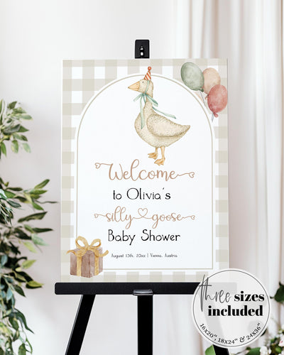 Silly Goose Welcome Sign for First Birthday or Goose Baby Shower Editable Silly Goose Decorations Sign Cottagecore Theme Party Template #068 - TheLovebirdsDesign