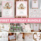 Chicken First Birthday Invitation Bundle Girl Pink ONE Chick 1st Birthday Invite Suite Cute Chicken Farm Barn Party Animal Template #068 - TheLovebirdsDesign