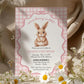 Some Bunny is One Gingham Pink First Birthday Invitation Girls, ONE Cute Rabbit Invite Some Bunny Sweet 1st Birthday Printable Template #070 - TheLovebirdsDesign