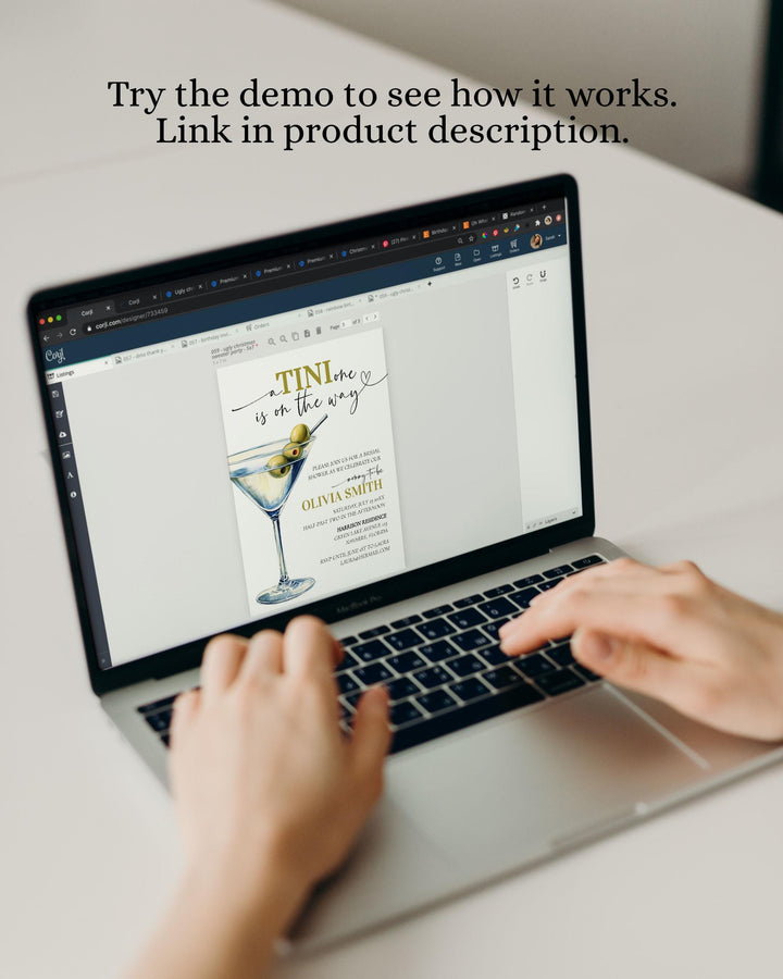 A Tini one is on the way dry Martini Baby Shower Invitation Set, Mommies and Martinis Old Money Penny Party Invite Printable Template #072 - TheLovebirdsDesign