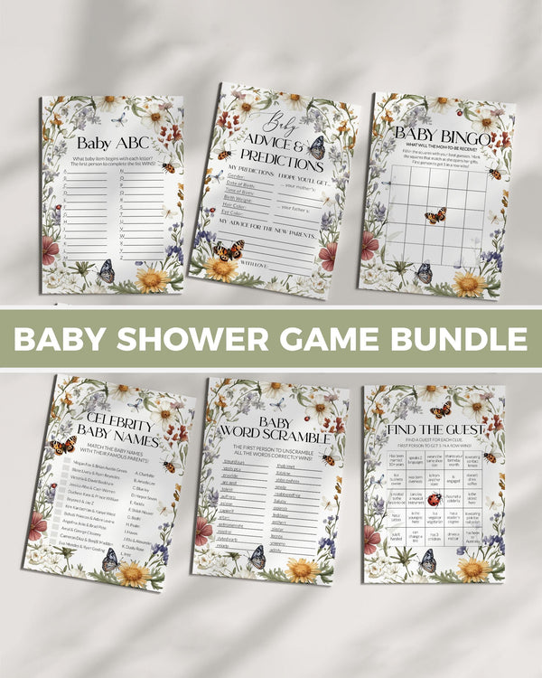 Wildflower Love Bug Game Bundle Template, A Little Lovebug is on the Way Butterfly Theme #072 - marryful.org