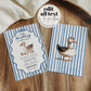 Mallard Duck Blue Baby Shower Invitation Hand Drawn Duck Themed Party Invite Coquette Striped Lucky Duck or little Duckling Template #070 - TheLovebirdsDesign