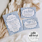 Hand Drawn Baby Shower Invitation Suite, Baby Clothes Line Wavy Frame Whimsical Scribble, Baby Sprinkle Invite Boys Printable Template #070 - TheLovebirdsDesign