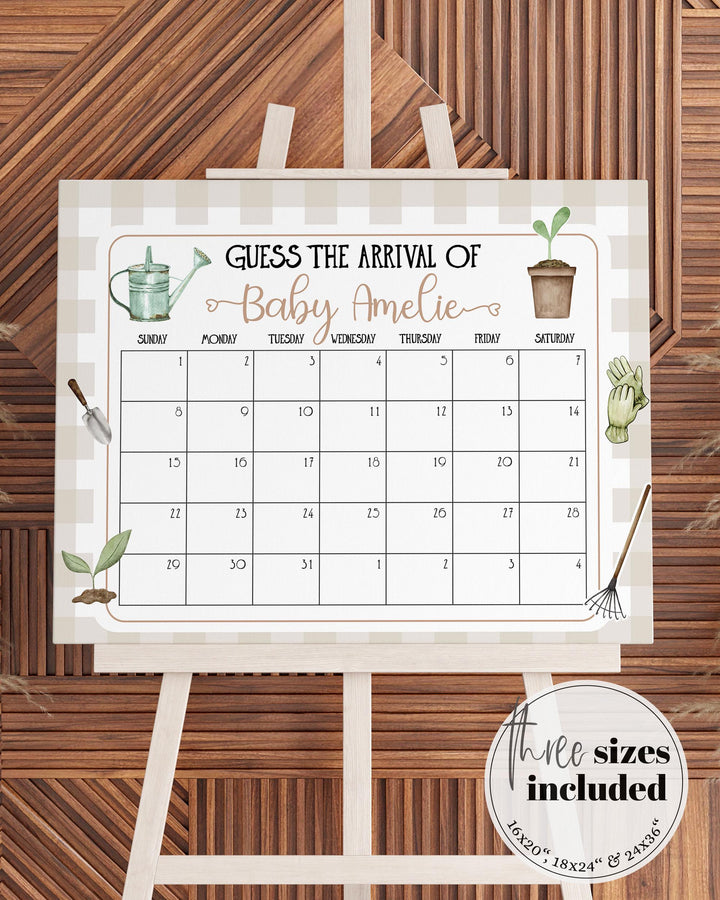 Little Sprout Baby Shower Guess Due Date Sign Grown with LOVE Baby Shower Baby Arrival Game Sign Shower Decorations Printable Template #068 - TheLovebirdsDesign