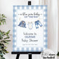 Blue Jean Baby Shower Welcome Sign Template, Boy Blue Denim Gingham Baby Shower Decoration Board, Jeans Baby on the way Theme Template #068 - TheLovebirdsDesign