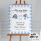 Blue Jean Baby Shower Welcome Sign Template, Boy Blue Denim Gingham Baby Shower Decoration Board, Jeans Baby on the way Theme Template #068 - TheLovebirdsDesign