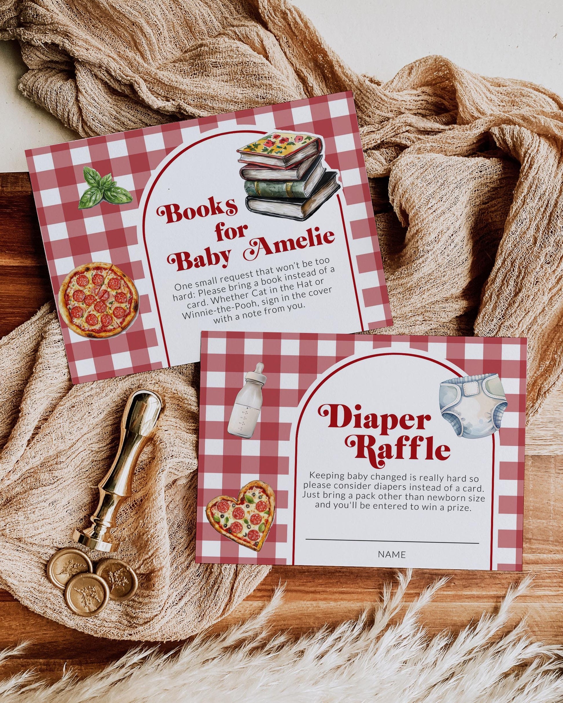 Pizza Brews Diapers Baby Shower Invitation, Printable Italian Pizza Beer Baby Shower Invite Suite, Editable Pizza Slice Party Template #068 - TheLovebirdsDesign