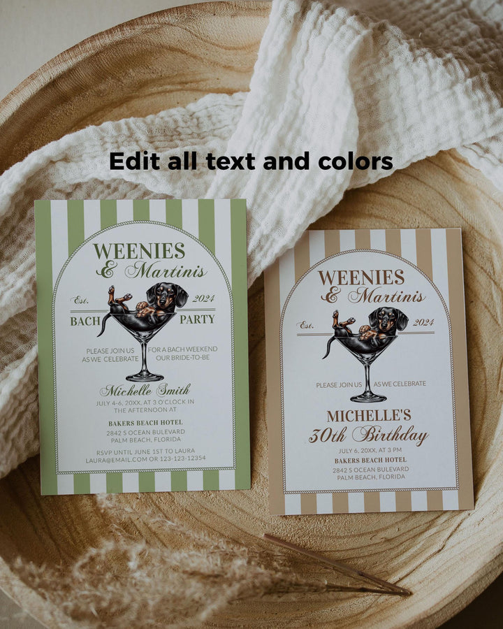 Weenies and Martinis Birthday Invitation, Editable Adult Martini Cocktail Birthday Party Invitation, 30th Birthday Social Club Template #072 - TheLovebirdsDesign