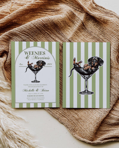 Weenies and Martinis Engagement Party Invitation, Editable Martini Party Invitation, Editable Cocktail Social Club Invitation Template #072 - TheLovebirdsDesign
