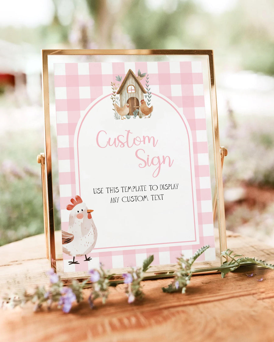One Cute Chick Birthday Sign Template, Editable Chicken Farm Party Animal Decor Printable #068 - marryful.org