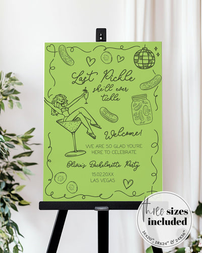 Last Pickle Bachelorette Welcome Sign Last Pickle she'll ever tickle Bach Party Editable Decoration Welcome Sign Template #070 - TheLovebirdsDesign