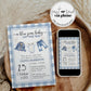 Blue Jean Baby Shower Invitation Template, Boy Blue Denim Gingham Baby Shower Invite, Denim Diamonds Baby on the way Theme Template #068 - TheLovebirdsDesign