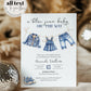 Blue Jean Baby Shower Invitation for Boys, Denim Diamond Blue Jeans Baby on the Way, Boy Denim Shower Theme Baby Shower Invite Template #072 - TheLovebirdsDesign