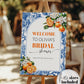 Orange Blue Toile Tile Welcome Sign for Amalfi Coast Positano Bridal or Baby Shower Welcome Sign Mediterranean Party Decoration Template#072 - TheLovebirdsDesign