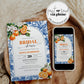 Orange Blue Toile Tile Bridal Shower Invitation Editable Amalfi Coast Positano Bridal Shower Invite Mediterranean Bachelorette Template #072 - TheLovebirdsDesign