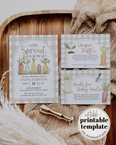 A Little Sprout Baby Shower Invite Suite Grown with LOVE Baby Party for Farmers Market or Locally Grown Shower Printable Template #068 - TheLovebirdsDesign