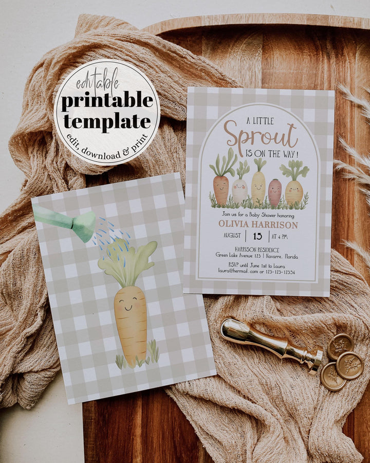 A Little Sprout Baby Shower Invite Suite Grown with LOVE Baby Party for Farmers Market or Locally Grown Shower Printable Template #068 - TheLovebirdsDesign