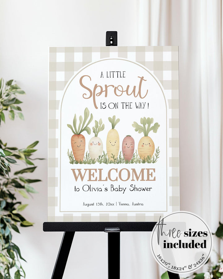 Little Sprout Baby Shower Welcome Sign Gender Neutral Grown with LOVE Shower Sign Farmers Market Party Decorations Printable Template #068 - TheLovebirdsDesign