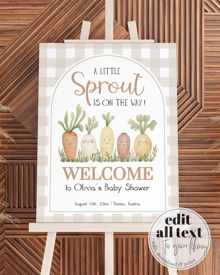 Little Sprout Baby Shower Welcome Sign Gender Neutral Grown with LOVE Shower Sign Farmers Market Party Decorations Printable Template #068 - TheLovebirdsDesign