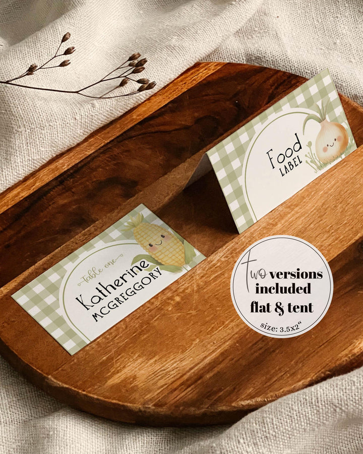 A Little Sprout Baby Shower Place Cards Grown with LOVE Food Labels for Farmers Market or Locally Grown Shower Printable Template #068 - TheLovebirdsDesign