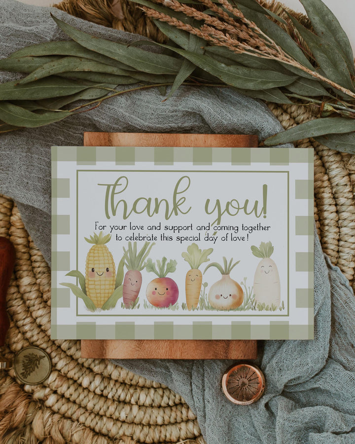 A Little Sprout Baby Shower Thank you Card Template Green Locally Grown with Love Baby Sprinkle Thank you Note Farmers Market Shower #068 - TheLovebirdsDesign