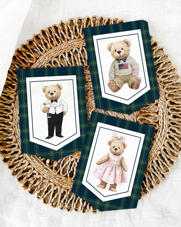 Vintage Polo Teddy Bear Banner Garland Baby Shower Bunting Banner Luxury Bear Baby Shower Decoration Chair Banner Template #068 - TheLovebirdsDesign