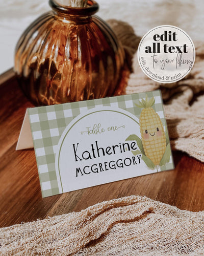 A Little Sprout Baby Shower Place Cards Grown with LOVE Food Labels for Farmers Market or Locally Grown Shower Printable Template #068 - TheLovebirdsDesign