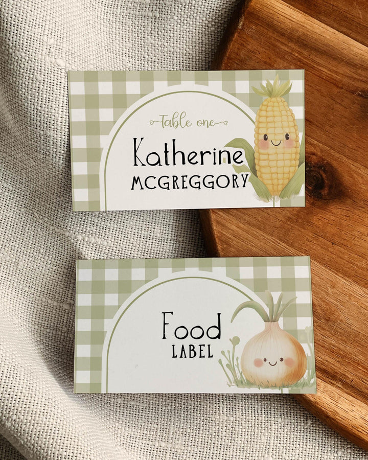 A Little Sprout Baby Shower Place Cards Grown with LOVE Food Labels for Farmers Market or Locally Grown Shower Printable Template #068 - TheLovebirdsDesign