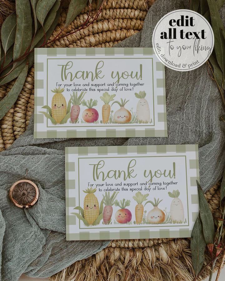 A Little Sprout Baby Shower Thank you Card Template Green Locally Grown with Love Baby Sprinkle Thank you Note Farmers Market Shower #068 - TheLovebirdsDesign