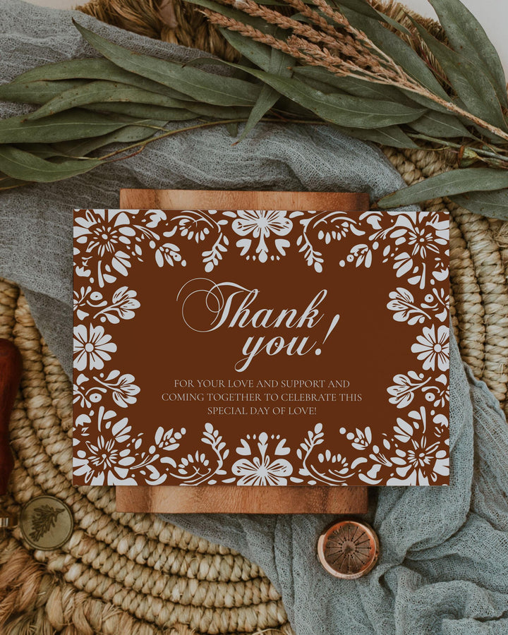 Cielito Lindo Thank you Card Papel Picado Thank You Note Vintage Mexican Invitation Editable Talavera Barro Cielito Lindo Template #067 - TheLovebirdsDesign