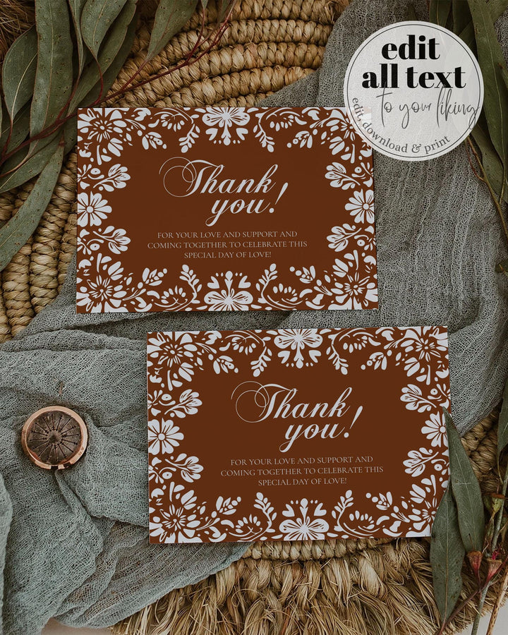Cielito Lindo Thank you Card Papel Picado Thank You Note Vintage Mexican Invitation Editable Talavera Barro Cielito Lindo Template #067 - TheLovebirdsDesign