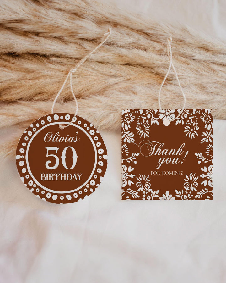 Cielito Lindo Tag Sticker Papel Picado Thank You Guest Favor Tags Vintage Mexican Cupcake Topper Talavera Barro Cielito Lindo Template #067 - TheLovebirdsDesign