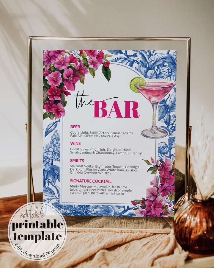 Dancing Queen Bar Menu Template She found her Honey Disco Bridal Shower Cocktail Menu for Mediterranean Mama Pink Mia Template #072 - TheLovebirdsDesign