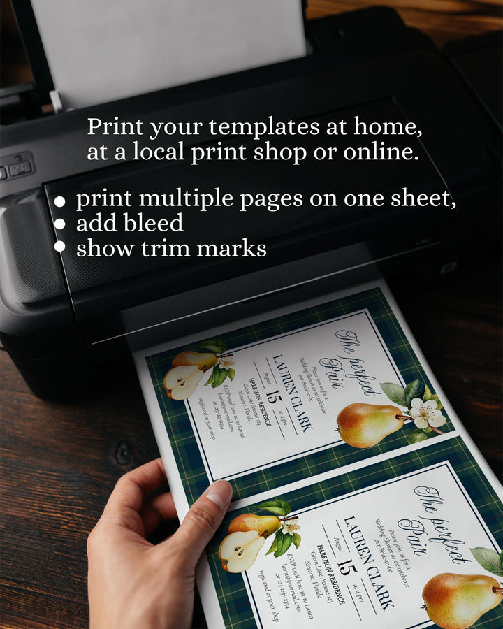 The Perfect Pair" Pear Bridal Shower Invitation Editable Vintage Classic Bridal Brunch Invite Template Luxurious Cottagecore Fall Theme #068 - TheLovebirdsDesign